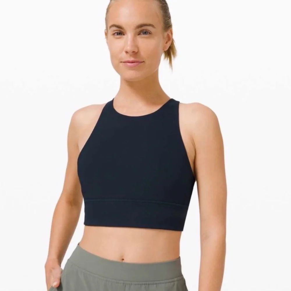 Lululemon Energy Bra High Neck Long‎ Line Ribbed Navy Women's 8 W2CK8S L